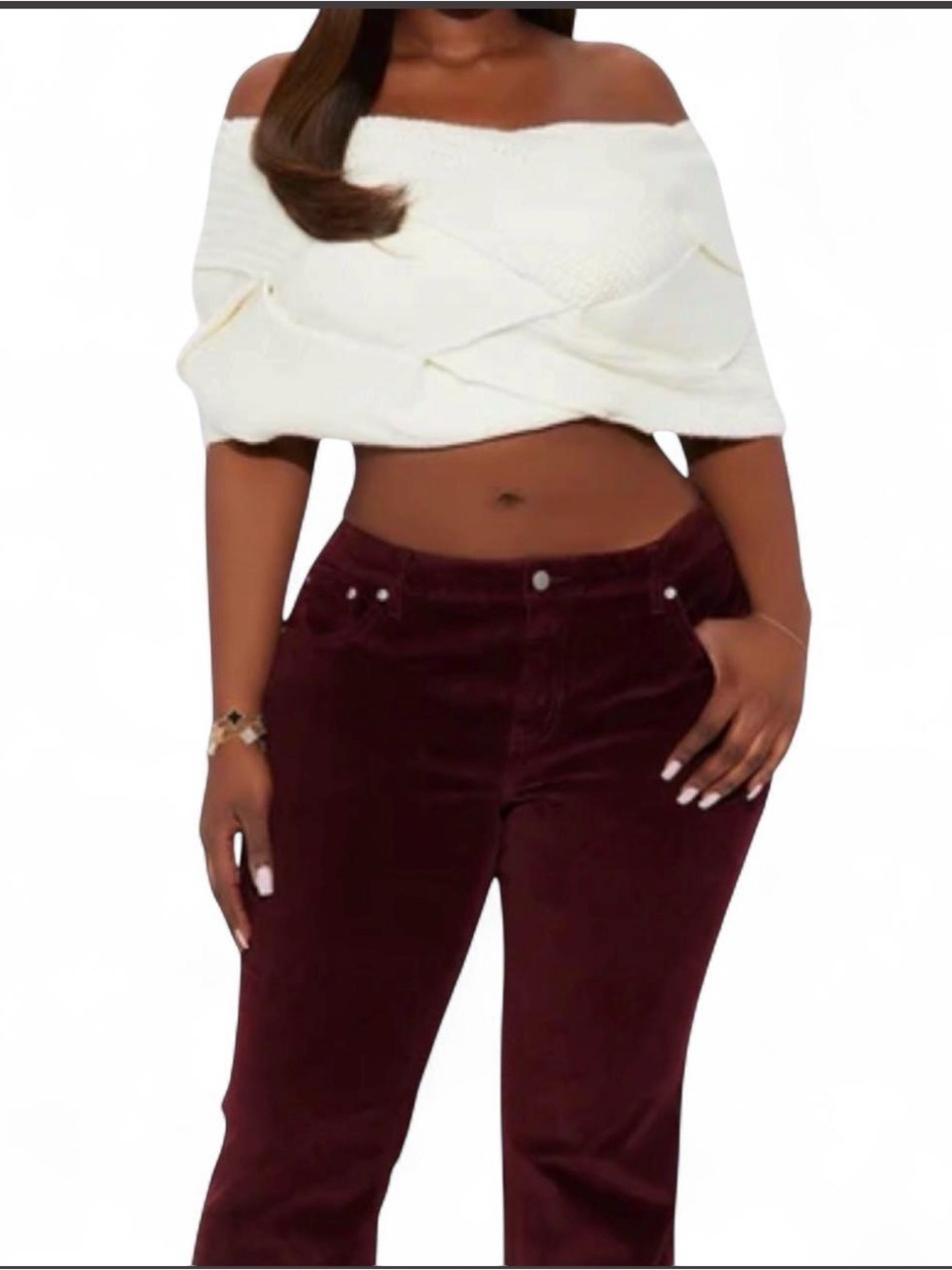 Fashion Nova Flirt On Sight Twisted Sweater – Ivory – Size L